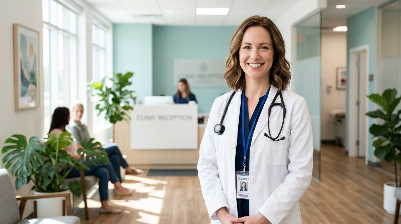 Caring doctor at HealthPoint Restore welcoming patients